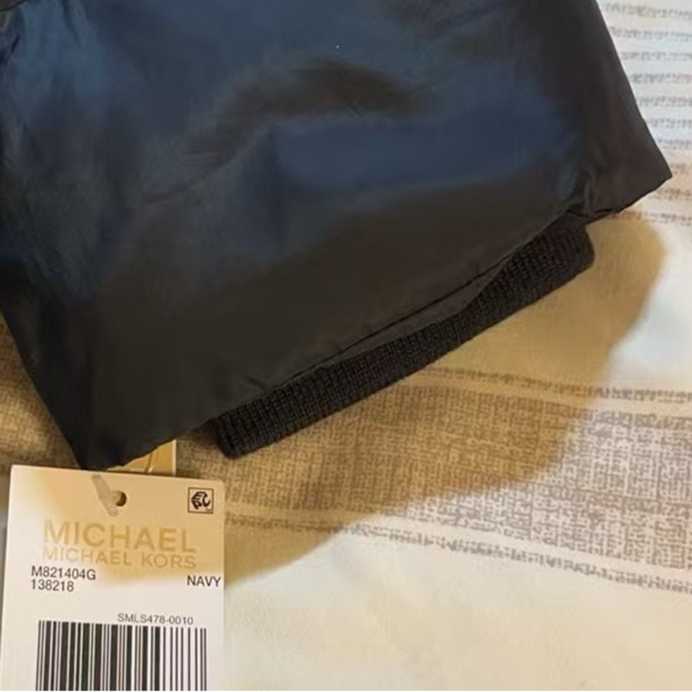 Michael Kors Navy Down Quilted Coat with Faux Fur Hood - Picture 14 of 16